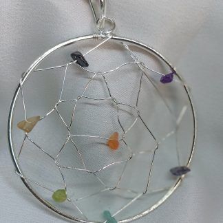Colgante Atrapasueños con minerales de los Chakras grande